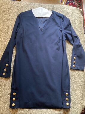 Trina Turk Size 16 Navy Dress with Button Details